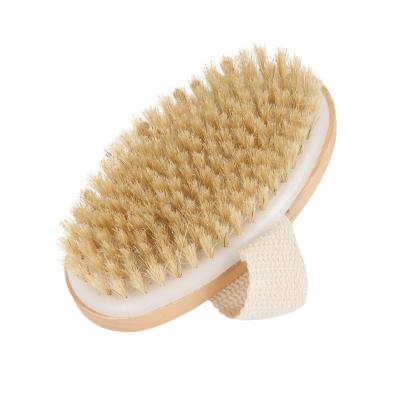 China Pocket Round Beard Brush 100% Boar Hair Men Stroking Back Brush For Barber Shop for sale