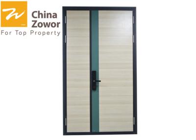 China 36'' X 84'' Unequal Leaf RH Active Steel Insulated Fire Door For Hotel/ Wood Grain Finish for sale