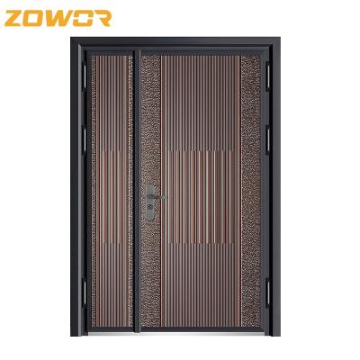 China Modern Front Swing exterior double entry doors Houses Aluminium Residential Doors for sale