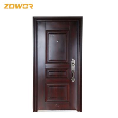 China UL Listed Double Swing Fire Proof Door / Steel Fire Door Rosewood Grain Finish for sale