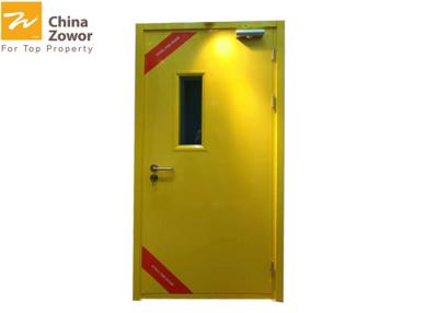 China puerta cortafuego de acero de la hoja FD60 del color amarillo de 45m m sola con la talla 48 '' X84 ‘de la ventana de cristal ‘ en venta