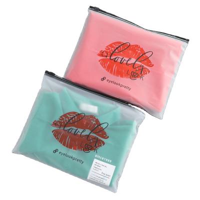 China Recyclable Custom Frosted Plastic Packaging Zipper Bags T Shirt Swimwear Zip Lock Clothing Bags With Logo for sale