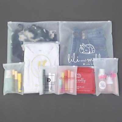 China Recyclable Custom Frosted Biodegradable T-shirt Swimwear Zip Lock Zipper Bags With Logo for sale