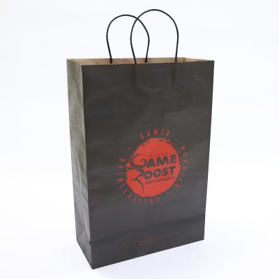 China Biodegradable Large Capacity Hot Selling Kraft Paper Handle Black White Recyclable Paper Bag for sale