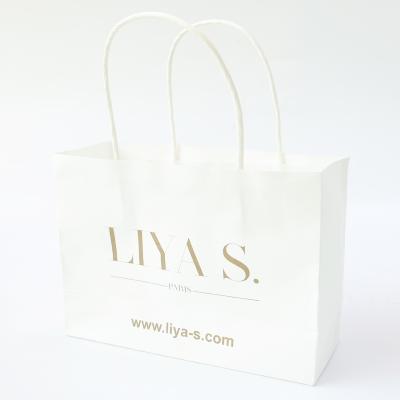 China Latest Style Materials Logo Printing Recycled White Kraft Paper Bag With Twisted Paper Handle for sale