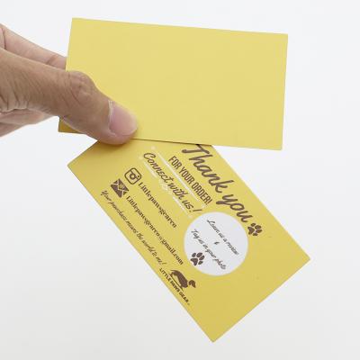 China paper & Cardboard Manufacturer Custom Printed Your Design LOGO Yellow Paper Card Thank You Business Cards for sale