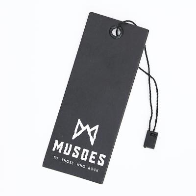 China Cheap Viable Price Custom Logo Factory Eyelet Paper Hang Black Paper Tags With String for sale