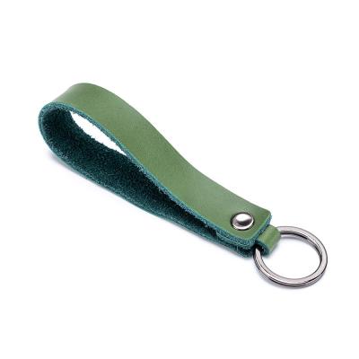 China Office/School/Advertising/Gift Fashion Luxury Custom Green Grass Leather Key Chain With Anti-rust Metal Ring for sale