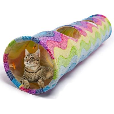 China Yitari Pet Cat Tunnel Holes Rainbow Cat Channel Channel Tube Viable Hot Foldable Toy Animal Play Tunnel for sale