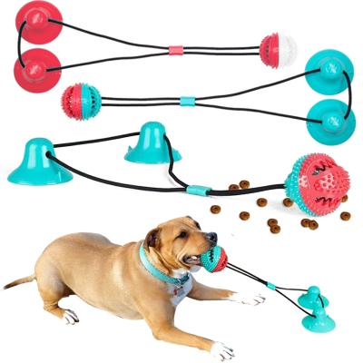 China Viable Pet Chew Toy Rubber Silicon Dog Biting Suction Cup Pet Molar Teeth Cleaning Toys Ball For Dogs for sale