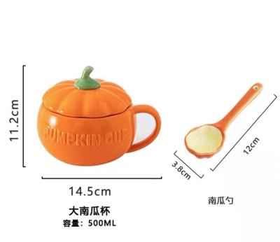 China Deluxe Halloween Pumpkin Cups And Saucers Stocked Ceramic Manufacturer With Lid for sale