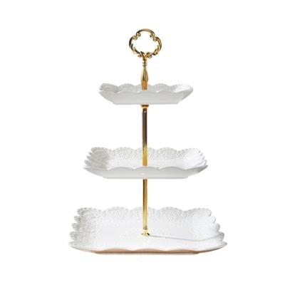 China Nordic ceramic skewers three layers fruit platter candy rack creative dessert dish for sale