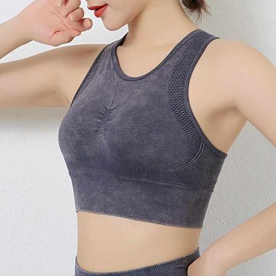 China OEM &ODM Fitness Wear Yoga Sports Seamless QUICK DRY Female Shockproof Gathered Bra for sale