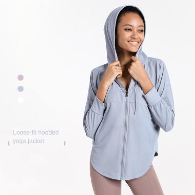 China Autumn and winter sports jacket women's quick-drying hooded QUICK-DRY hooded loose top for sale