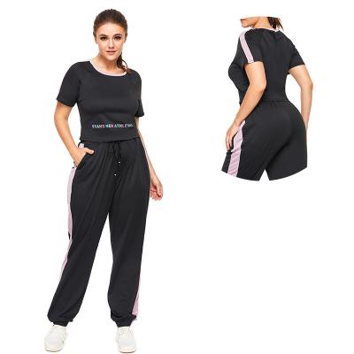 China Sweat-Wicking Ladies Plus Size Yoga Shorts Sleeve T-shirt and Pant Sets OEM Customize Logo and Design Plus Size Women Yoga Set for sale