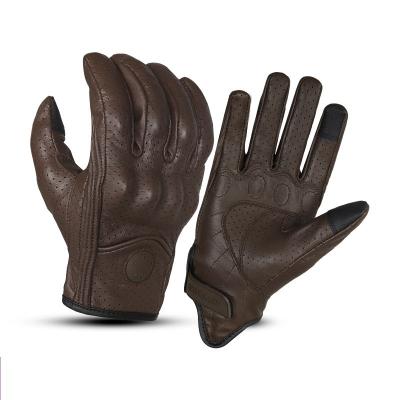 China OEM Motorcycle Full Finger Anti-Falling Gloves Summer Touch Screen Sheepskin Vintage Leather Rider Four Seasons Breathable Motorcycle for sale