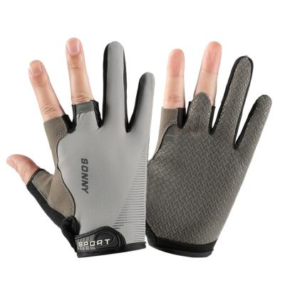 China Half Finger Non-Slip Exposure Three Fingers Fishing Glove Luxury Half Finger Cycling Gloves for sale