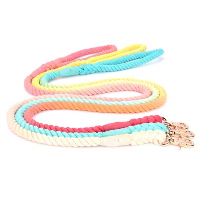 China Cotton Rope Pet Leash Solid Color Gradient Dyed Woven Stocked Explosion Proof Red Dog Leash for sale