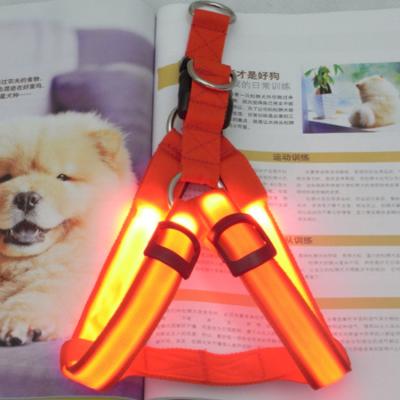 China Viable Adjustable Glow LED Flash USB Wire Night Rechargeable Safety Light Up Nylon Pet Harness LED Dog Harness for sale