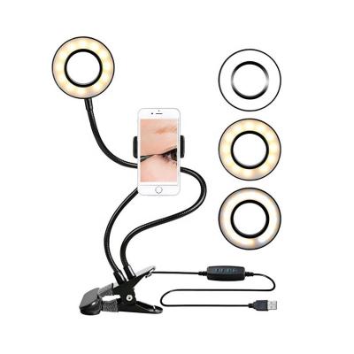 China Live Stream /Makeup 3-Light Mode 10-Level BrightnessLED Selfie Ring Fill Light with Mobile Phone Holder for iPhone Live Stream Smartphone Lazy Bracket for sale