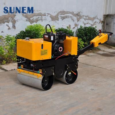 China Trusses Double Drum Walk Behind Mini Vibratory Pedestrian Road Roller for sale