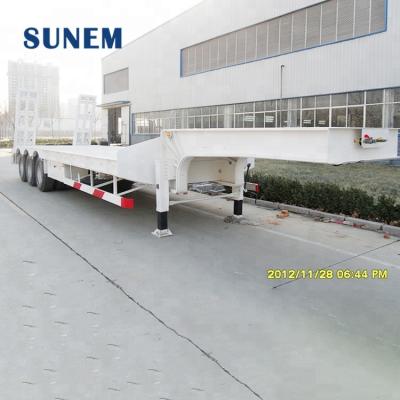 China High quality cheap mechanical lowbed 3 axle semi truck trailer tri truck for sale