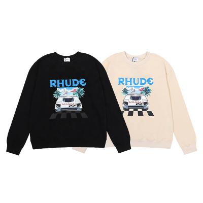 China RHUDE Breathable F1 Fashion American Formula Racing Miami Station Limited Printing High Terry Round Neck Sweater For Men And Women for sale