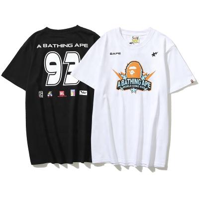 China Fashion Brand Breathable Bape 93 Monkey Japanese Letter Printing 100 Cotton Men'S Summer T-shirt New Breathable Stain Wholesale for sale