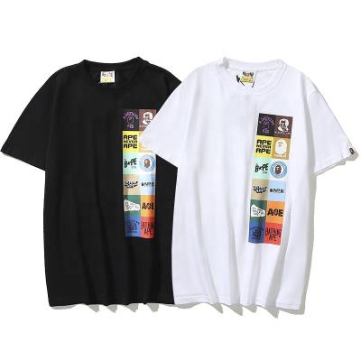 China Breathable fashion brand Japanese Bape badge printing 100 cotton men's summer couples high street hot-selling new short-sleeved T-shirt for sale