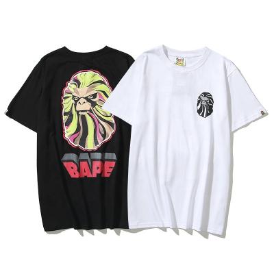 China 2022 Summer Hot Sale New Bape 3D Monkey Letter Printing 100 Stereo Breathable Round Neck Cotton Men Short Sleeve T-shirt Casual Shirt for sale