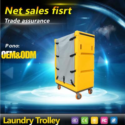 China High Quality Plastic Laundry Center Pono Laundry Cage Trolley / Canvas Trolley, popular in hotel and hospital for sale