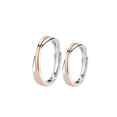 China High Quality 925 Sterling Silver Female Mobius Couples Ring Niche Design Cross Opening Ring for sale