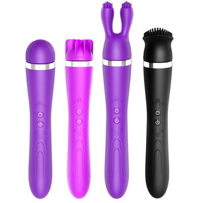 China 12 Frequency Silicone Terchaneable Head Cover Heatin Rotate Thrustin Clit Stimulation Stimulating Waterproof Spot Vibrator for sale