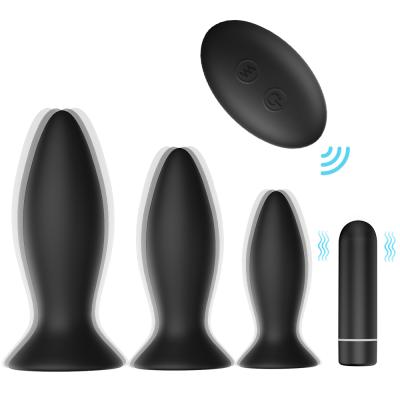 China New Style 3 Modes Vibration 9 Pcs In One Butt Set Remote Control Plug Toys Anal Plug Vibrator For Man for sale