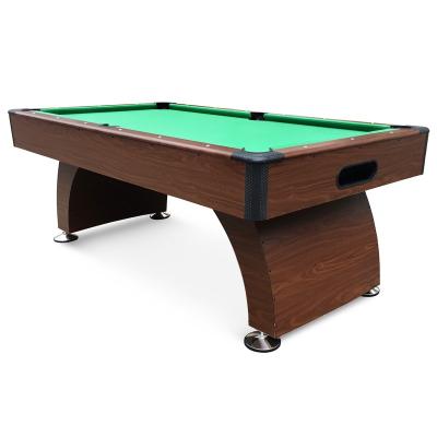 China Pocket Brown Wood Color 7ft Snooker Pool Table Household Rubber Snooker Table With Green Cloth for sale