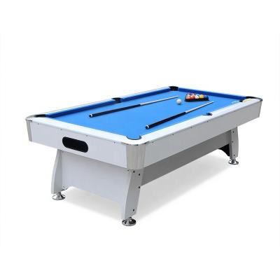 China Popular style rubber pocket 6/7/8 american pool table leg pool table frame white pool table with blue cloth for sale