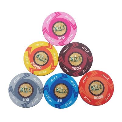 China Custom Casino Texas Holdem Factory Logo 39mm 43mm 55mm Texas Hold'em Casino Club Ceramic Poker Chips for sale