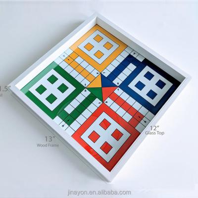 China Paper Ludo Chess Game with Custom Maker Organic Glass Wooden Frame Dices and Pawns for sale