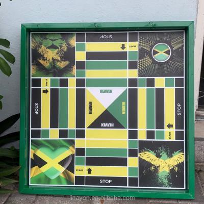 China Custom Classic Wooden Chess Ludo Board Game with Wooden Frame Organic Glass Wooden Manufacturer Carves Pawn Pocket for sale