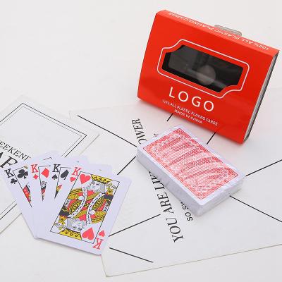 China Paper 2 Decks Set Poker Game Cards Print Set Durable Waterproof PVC Deck With Plastic Box for sale