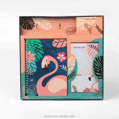 China Wholesale Custom Luxury Girl Office Flamingo Notebook Paper and Pen Stationery Products Gift Sets from China for sale