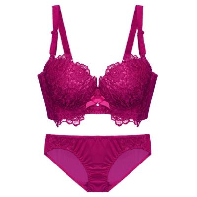 China Antibacterial high quality thickening gathered to lift lingerie embroidery lace bra 3/4 cup bra for sale