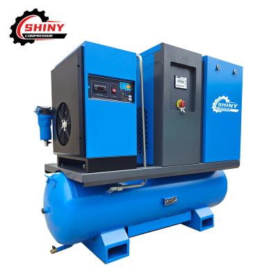 China 10hp lubricated 7.5kw low noise all in one direct drive air screw compressor 8bar 10bar 12bar for sale