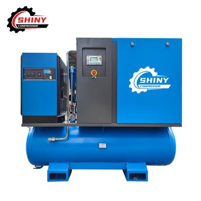 China Lubricated 11KW 15HP All In One Rotary Screw Air Compressor With Air Dryer, Reservoir And Air Mains Filters for sale