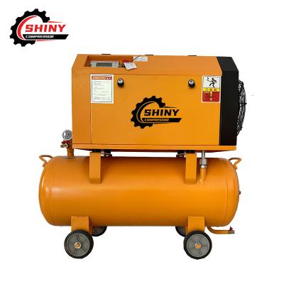 China Lubricated 7.5KW 10HP 2 In 1 VSD Permanent Magnet Screw Air Compressor With Air Tank for sale