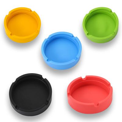 China New Hot Portable Silicone Rubber Silicone Round Ashtray Eco-friendly Soft Ash Tray Holder Pocket Ring Ashtrays For Cigarettes Cool WCW232 for sale