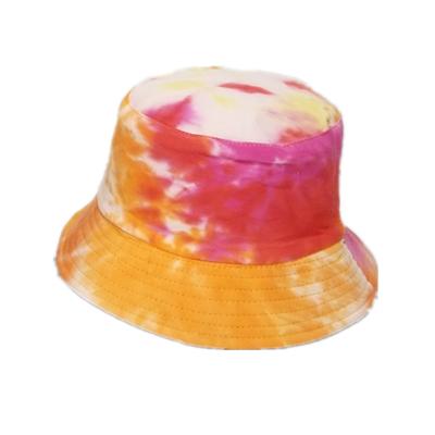 China Striped Cotton Twill Adult Tie Dyed Womens Mens Bucket Hat Reversible for sale