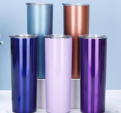 China Stocked 20oz Sublimation Straight Tumblers Stainless Steel Slim Double Wall Insulated Tumbler for sale