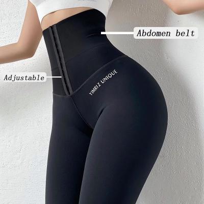 China Breathable Postpartum Gym High Waisted Yoga Tights Pants Workout Gaiters High Waisted Hip Lift Corset Women Fitness Training Tights for sale