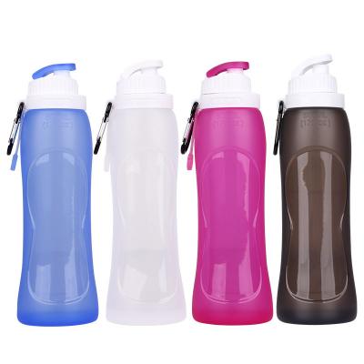 China 500ML Silicone Sports Drinks Viable Creative Collapsible Cup Water Bottle Portable Recycling Bicycle Travel Camping Plastic Bottle for sale